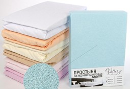 Простынь на резинке махровая (PM голубая)