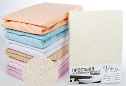 Простынь на резинке махровая (PM молочная)