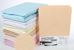 Простынь на резинке махровая (PM персиковая)